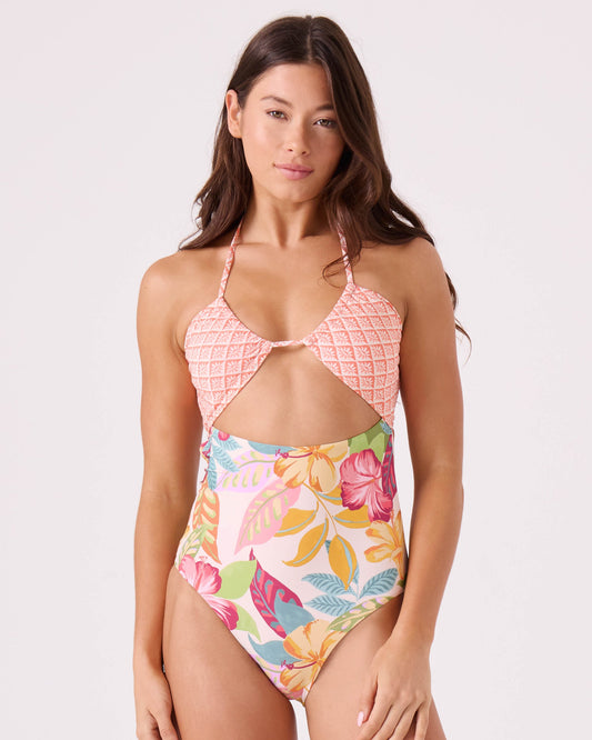 Hot Tropcs Peek A Boo Moderate One Piece Swimsuit
